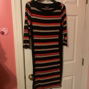 Striped, sweater fitted dress